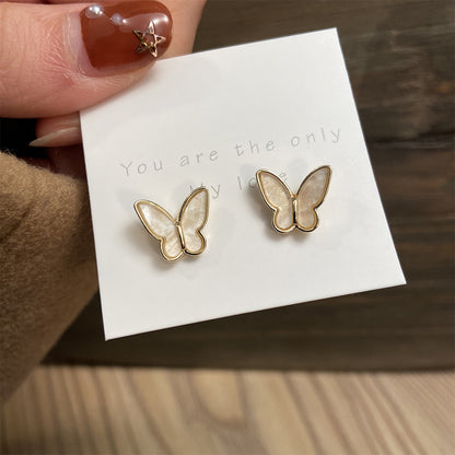Simple Heart Pearl Butterfly Geometric Rhinestone Earrings