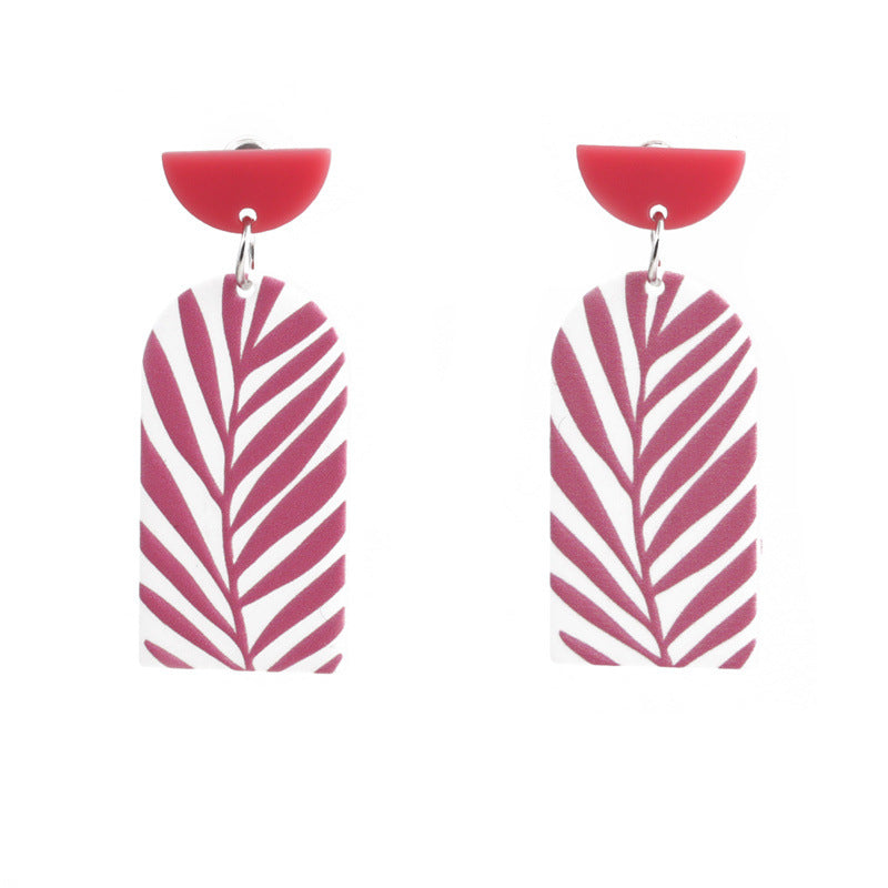 Wholesale Retro Embossed Printed Transparent Acrylic Earrings