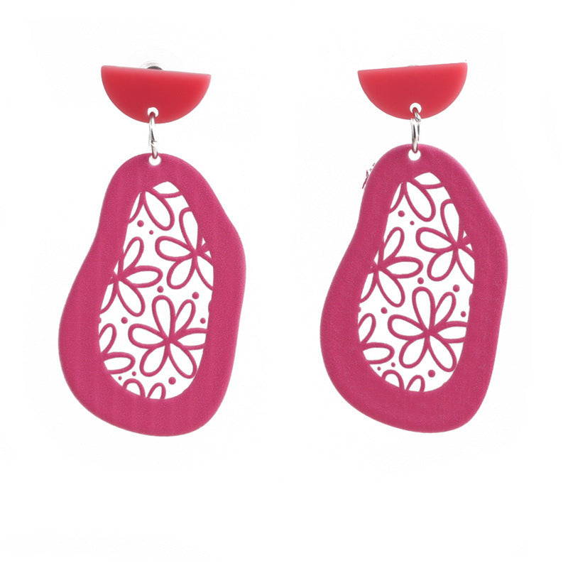 Wholesale Retro Embossed Printed Transparent Acrylic Earrings