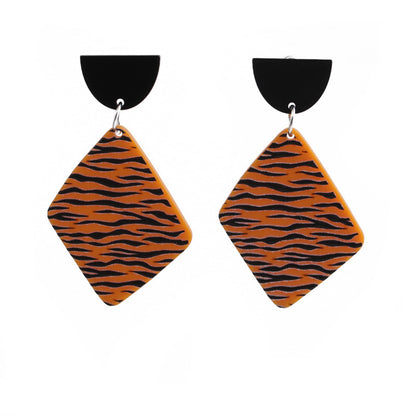 Wholesale Retro Embossed Printed Transparent Acrylic Earrings