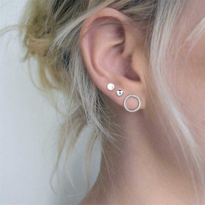 Simple Stainless Steel Round Earrings Set