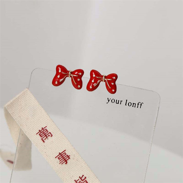 Wholesale Dripping Oil Simple Bow Earrings