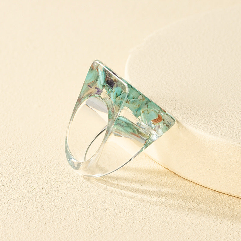 Fashion Resin Printed Acrylic Multicolor Ring