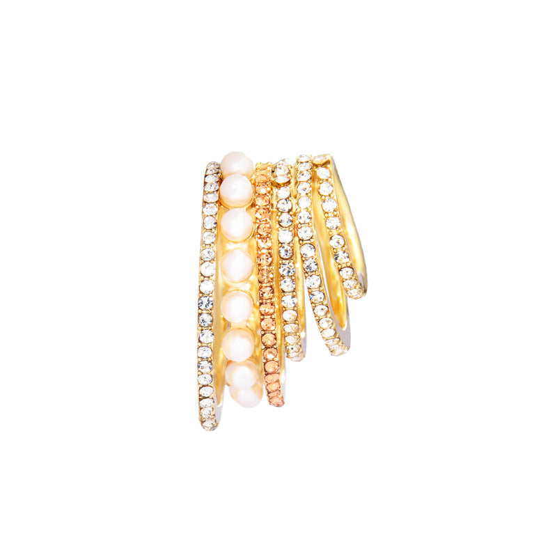 Fashion Multi-layer Retro Pearl Rhinestone Ear Clip