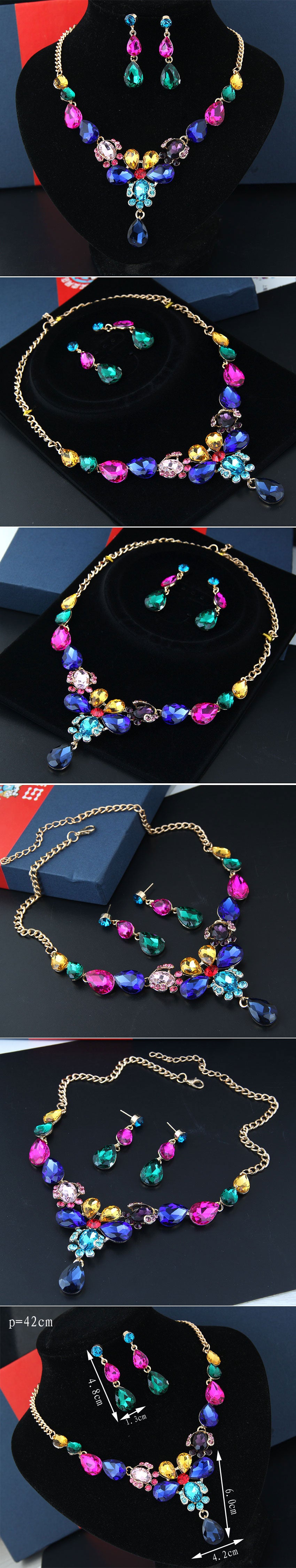 Fashion New Style Flower Water Drop Bridal Necklace Earrings Set