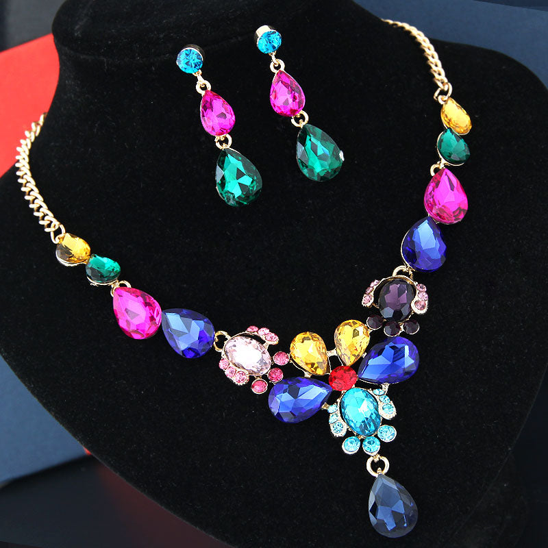 Fashion New Style Flower Water Drop Bridal Necklace Earrings Set