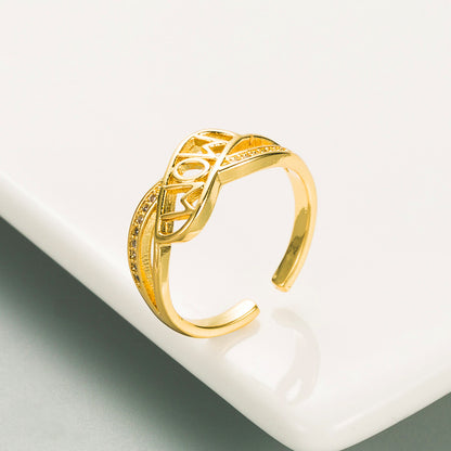 Fashion Copper-plated Gold Micro-inlaid Color Zircon Ring