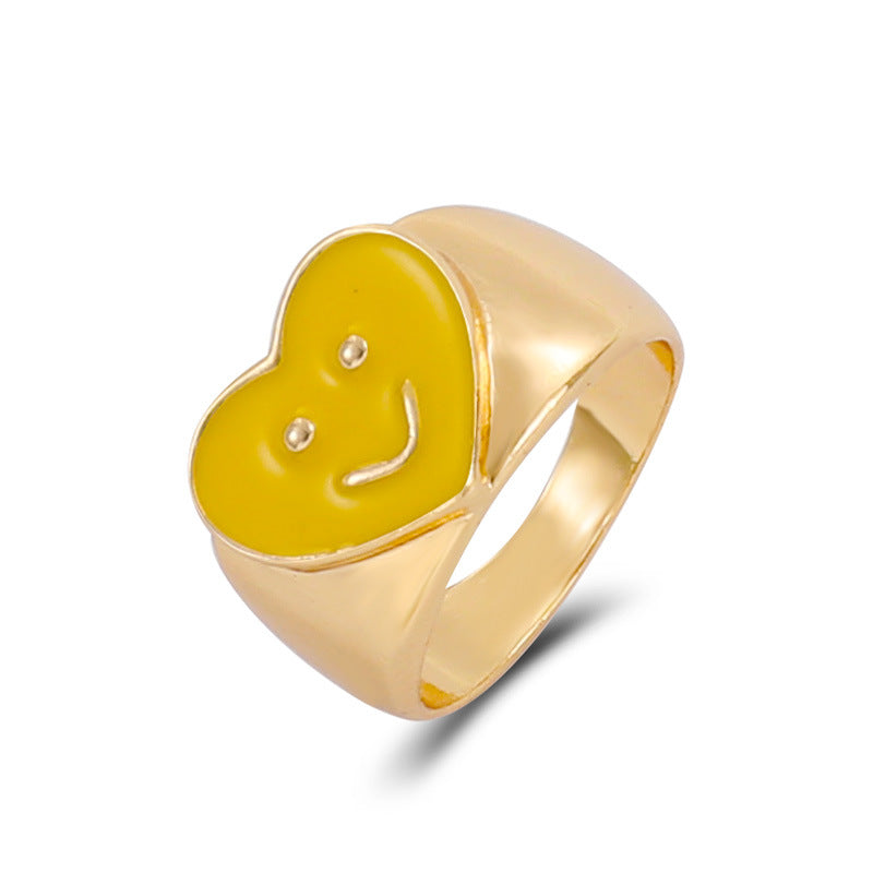 Streetwear Smiley Face Flower Alloy Enamel Plating Women's Rings