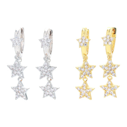 Korean Five-pointed Star Zircon Earrings Wholesale