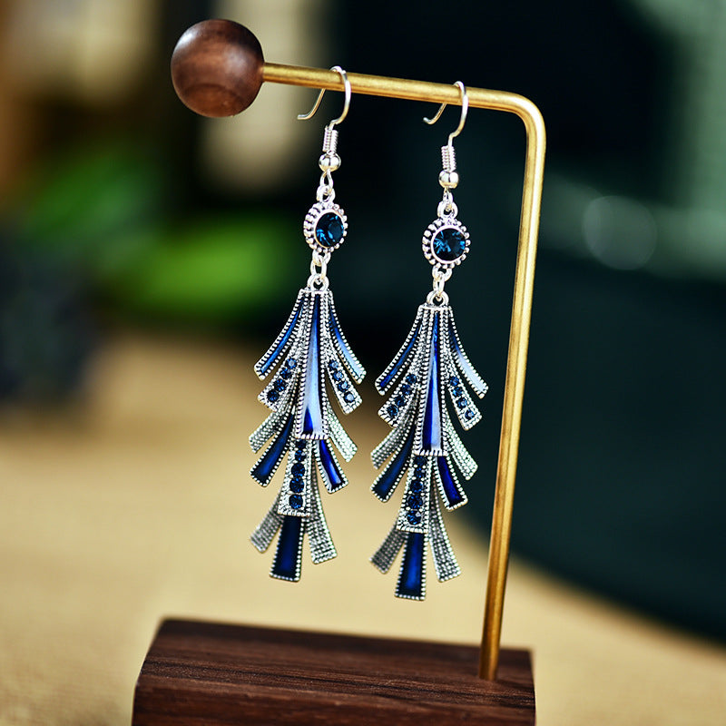 1 Pair Vintage Style Tassel Alloy Plating Inlay Artificial Diamond Women's Drop Earrings