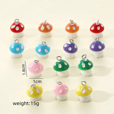 14 Pieces Per Pack 1.8*1cm Resin Mushroom Pendant