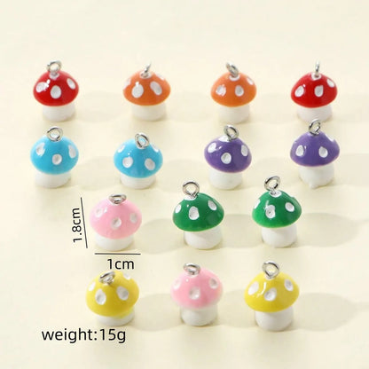 14 Pieces Per Pack 1.8*1cm Resin Mushroom Pendant