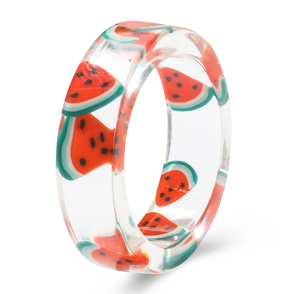 Simple Transparent Fruit Resin Ring Wholesale