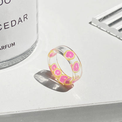 Simple Transparent Fruit Resin Ring Wholesale