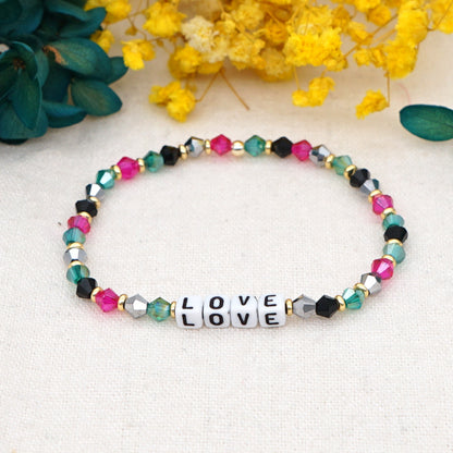 Bohemian Style Color Crystal Letter Beaded Small Bracelet