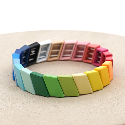 Fashion Couple Rainbow Enamel Alloy Bracelet