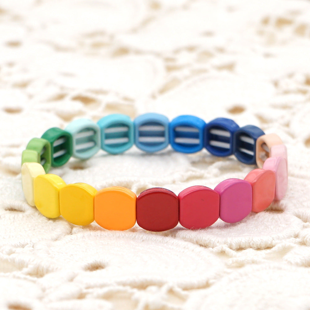 Fashion Couple Rainbow Enamel Alloy Bracelet