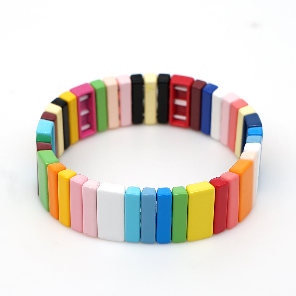 Fashion Couple Rainbow Enamel Alloy Bracelet