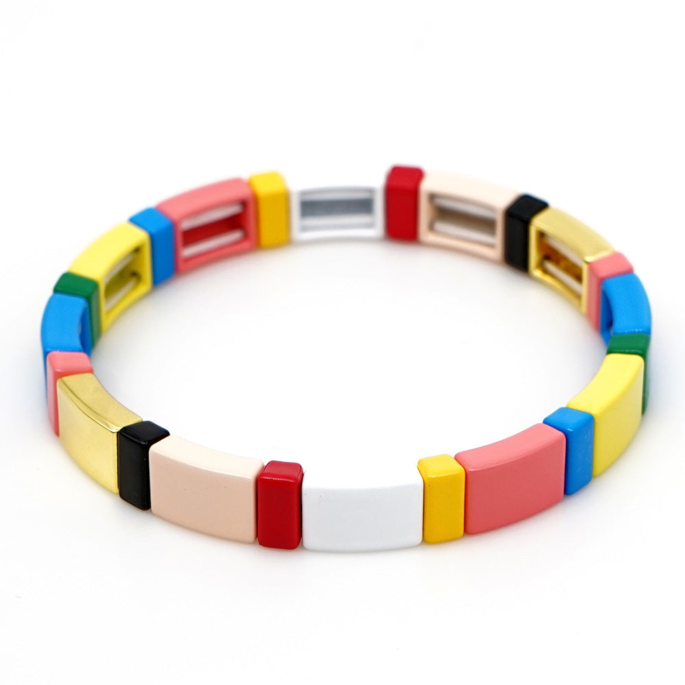 Fashion Couple Rainbow Enamel Alloy Bracelet