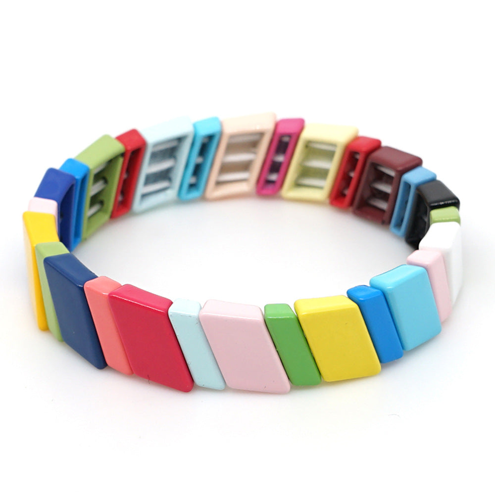 Fashion Couple Rainbow Enamel Alloy Bracelet