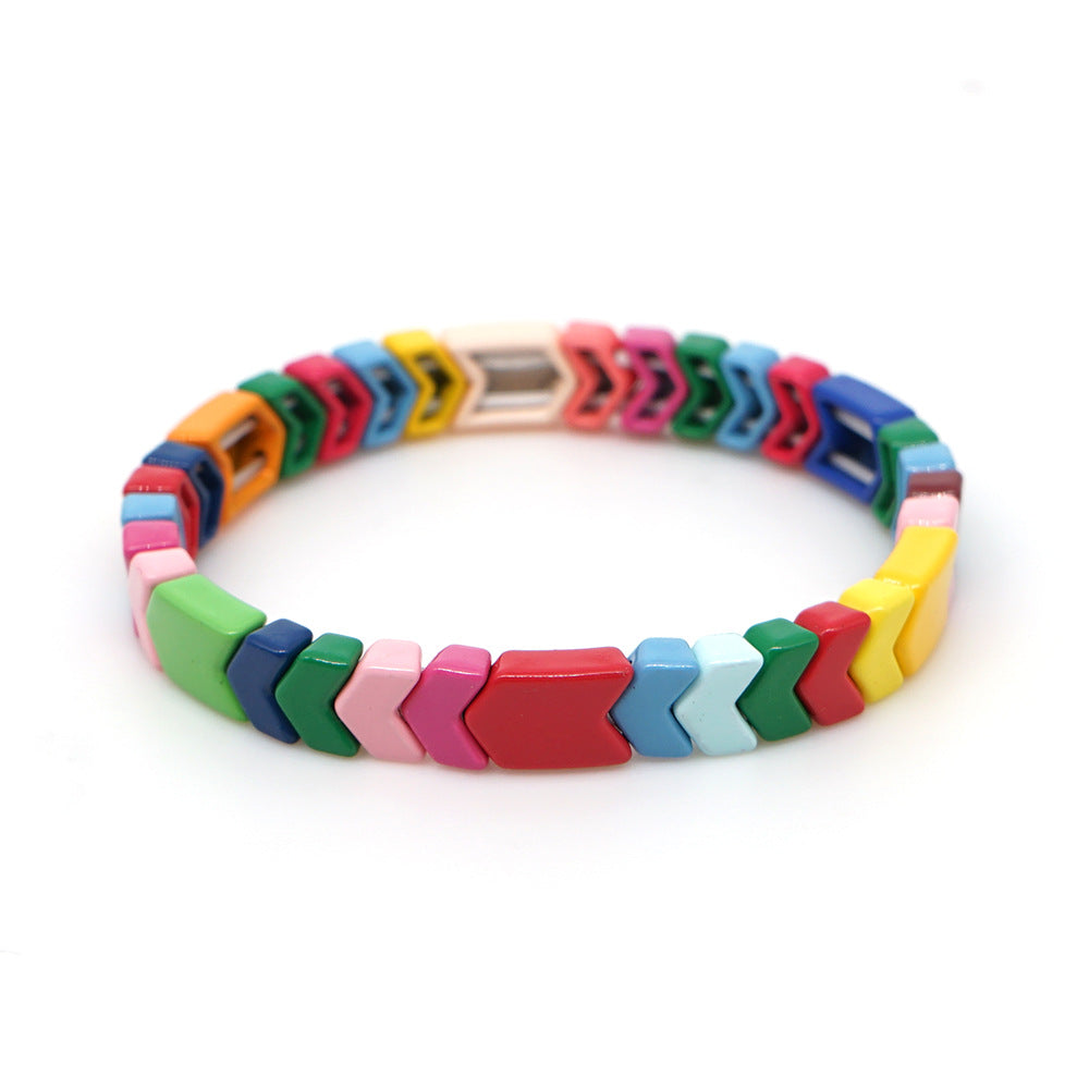 Fashion Couple Rainbow Enamel Alloy Bracelet