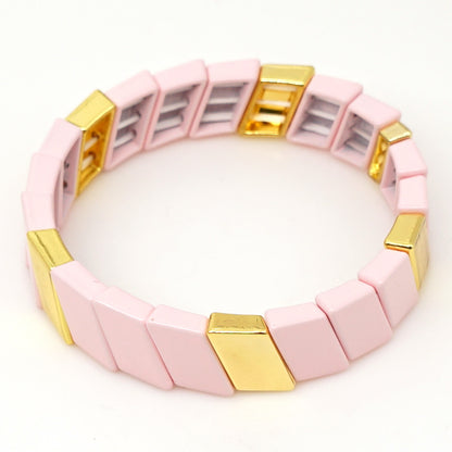 Fashion Couple Rainbow Enamel Alloy Bracelet