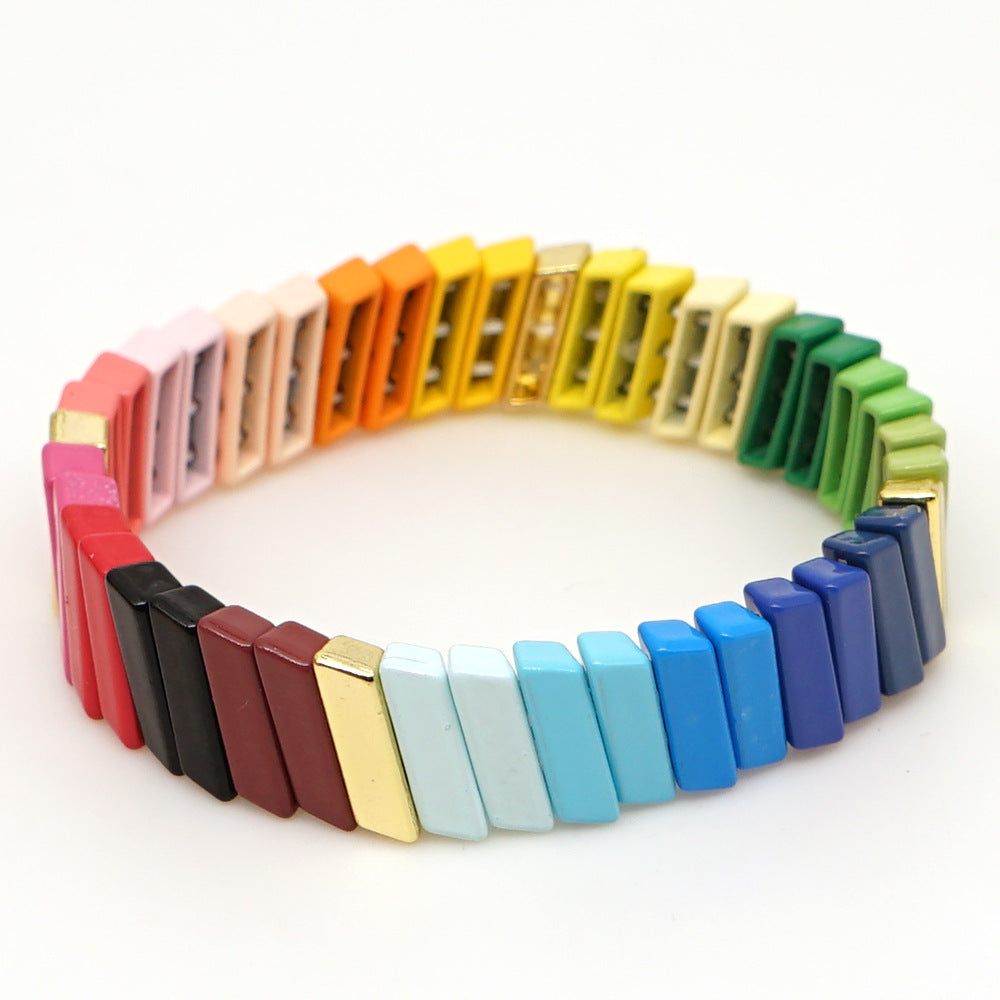 Fashion Couple Rainbow Enamel Alloy Bracelet