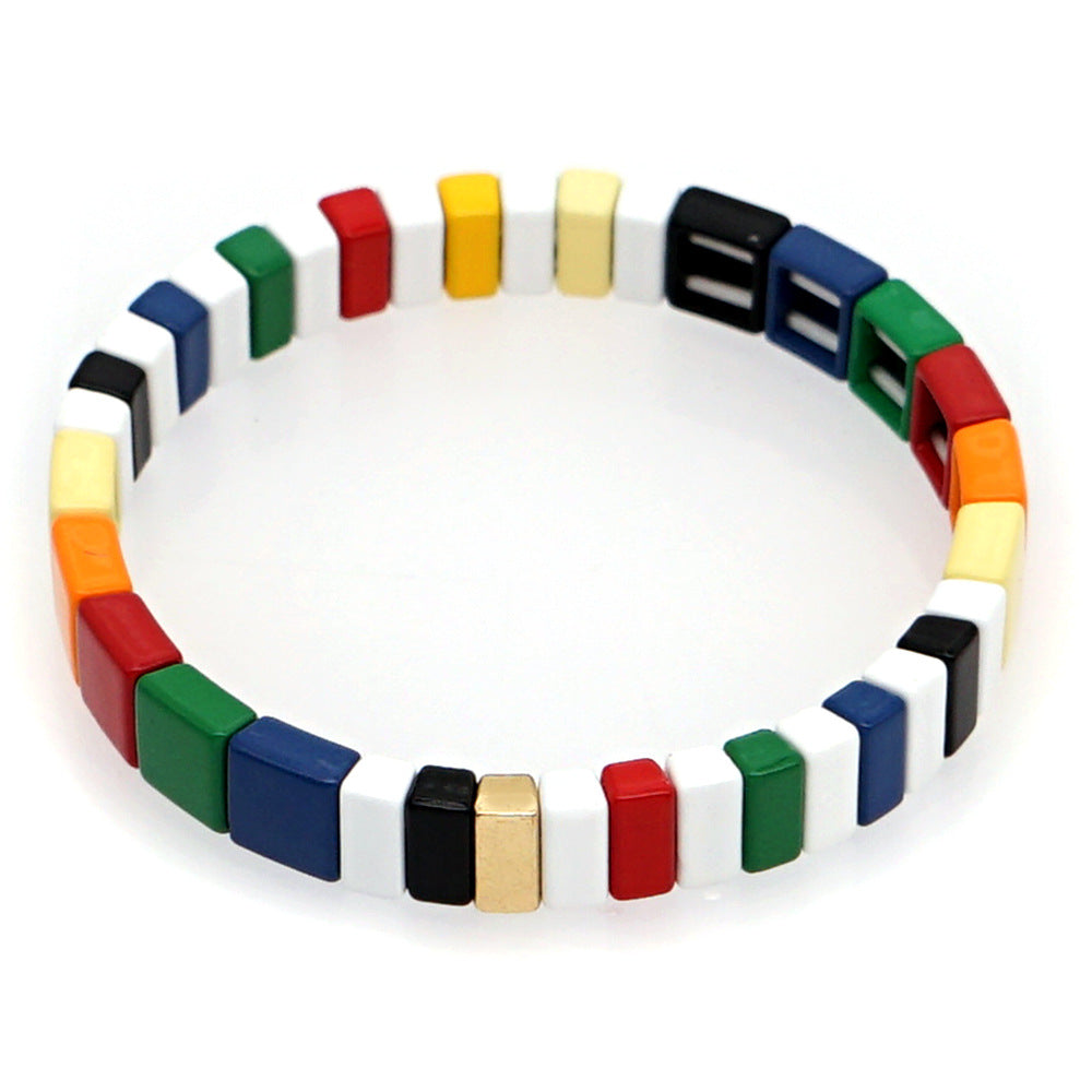 Fashion Couple Rainbow Enamel Alloy Bracelet