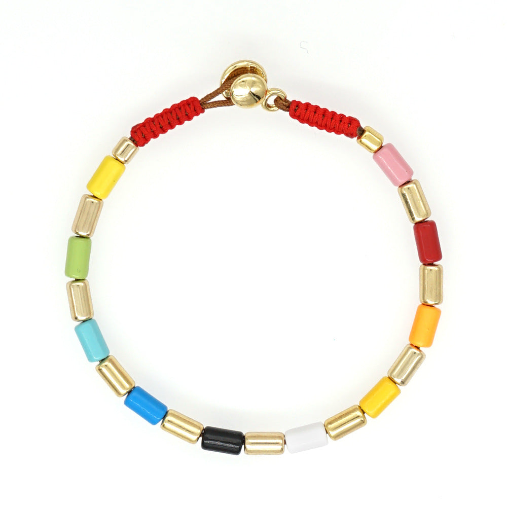 Fashion Couple Rainbow Enamel Alloy Bracelet