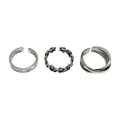 Retro Roman Lettering Ring Three-piece Set