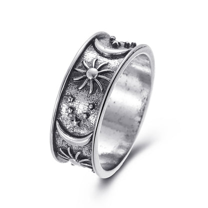 Retro Stars Moon Metal Ring Wholesale