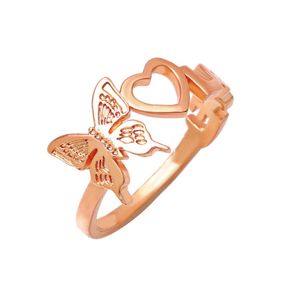 Fashion Hollow Butterfly Heart Ring