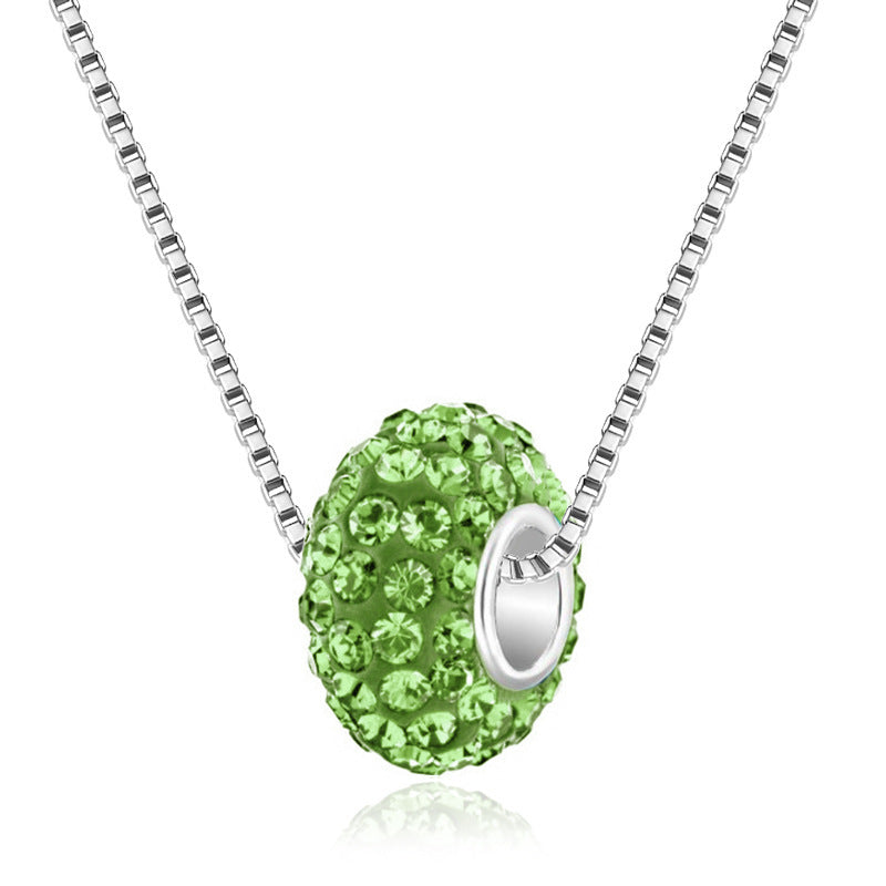 Fashion Full Rhinestone Big Hole Bead Diamond Ball Pendant Necklace