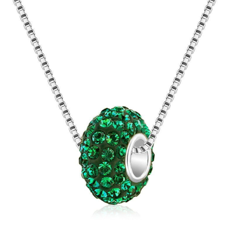 Fashion Full Rhinestone Big Hole Bead Diamond Ball Pendant Necklace