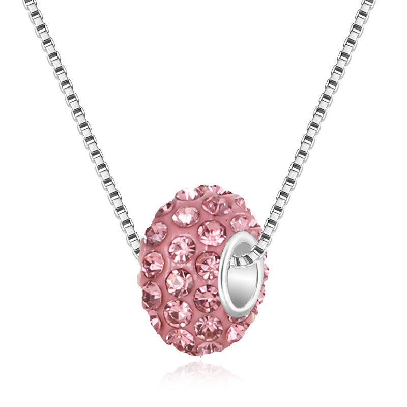 Fashion Full Rhinestone Big Hole Bead Diamond Ball Pendant Necklace