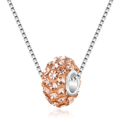 Fashion Full Rhinestone Big Hole Bead Diamond Ball Pendant Necklace