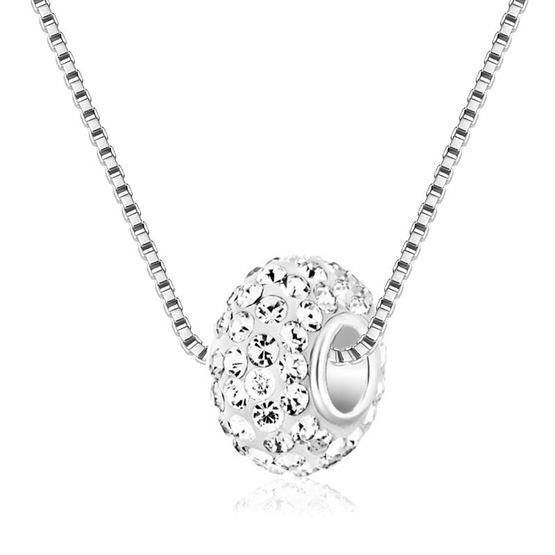 Fashion Full Rhinestone Big Hole Bead Diamond Ball Pendant Necklace