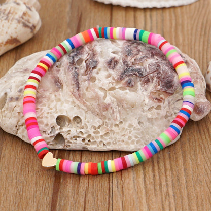 Bohemian Style Color Elastic Rope Heart Bracelet