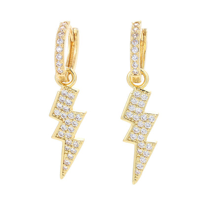 Fashion Color Zircon Lightning Copper Earrings