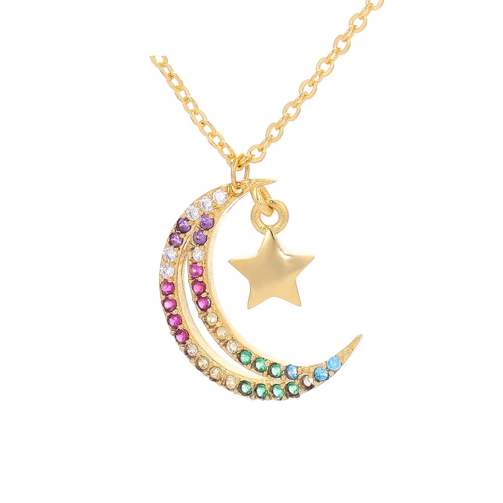 Fashion Stars And Moon Pendant Necklace