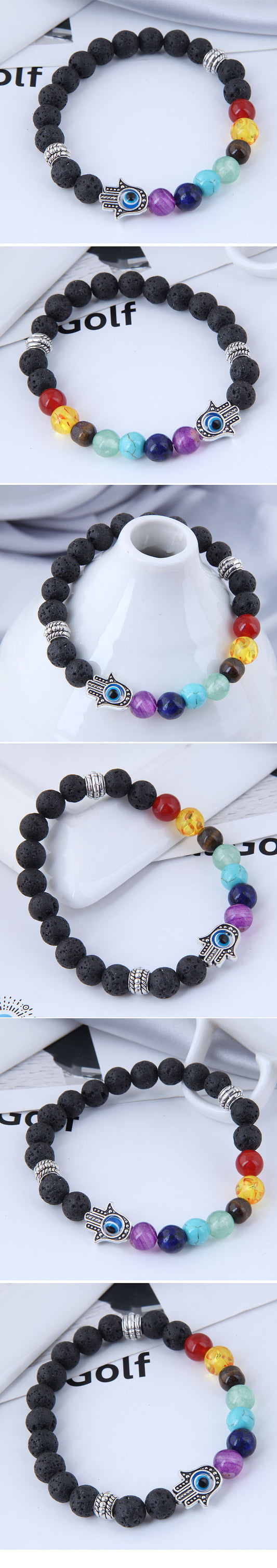 Retro Demon Eye Palm Beads Bracelet