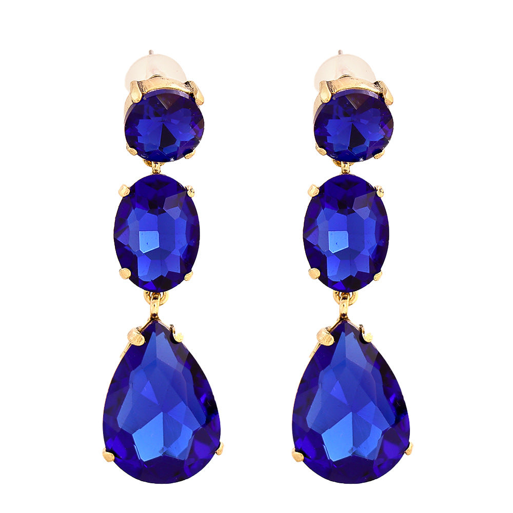 Fashion Drop-shaped Colorful Diamond Earrings