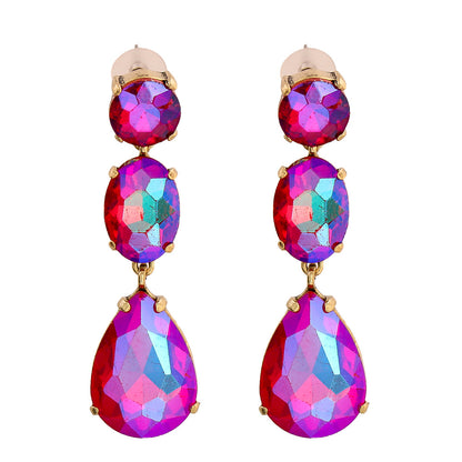 Fashion Drop-shaped Colorful Diamond Earrings