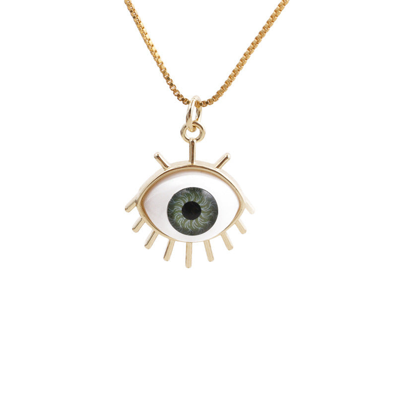 Simple Dripping Evil Eye Pendant Copper Zircon Necklace Wholesale