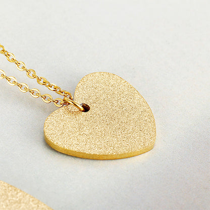 Korean Temperament Love Sandblasting Necklace Simple Fashion Korean Heart-shaped Clavicle Chain