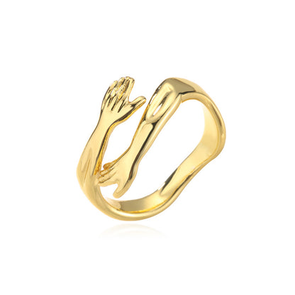 Fashion Hug Shape Plated 18k Gold Copper Opening Ring