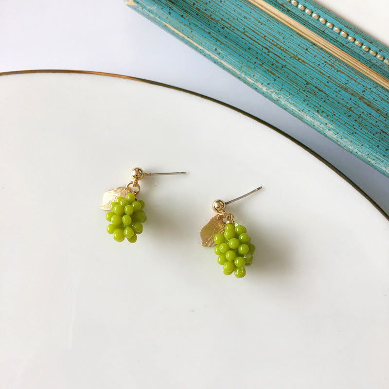 Cute Green Grape Fruit Stud Earrings