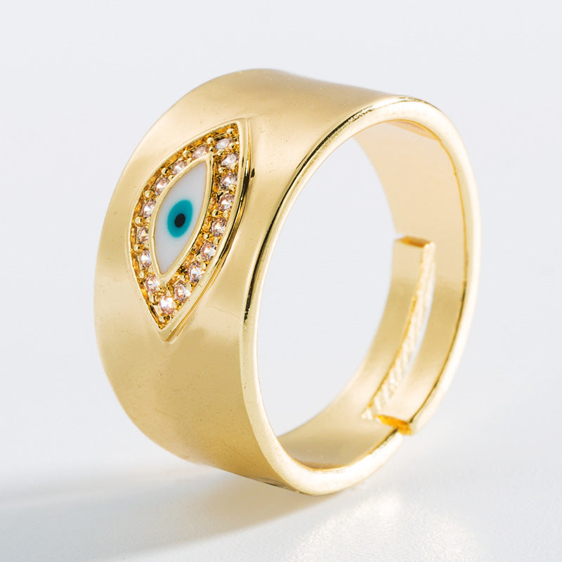 Fashion Eyes Mushroom Shape Copper Micro-inlaid Zircon Open Ring