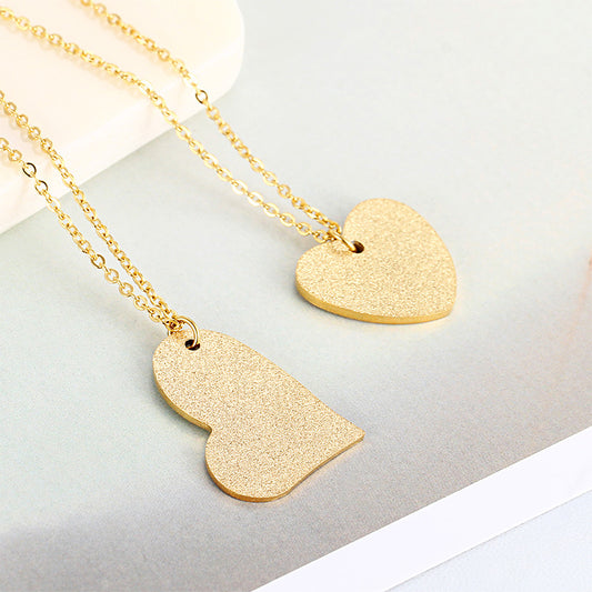 Korean Temperament Love Sandblasting Necklace Simple Fashion Korean Heart-shaped Clavicle Chain