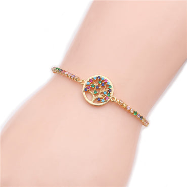 Hot Sale Micro-set Zircon Chain Color Chain Life Tree Valentine's Day Gift Bracelet Wholesale Gooddiy